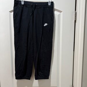Nike Black Cropped Jogger Sweatpants with White Logo